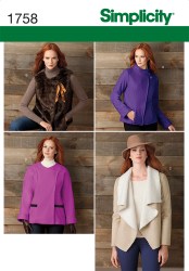 1758 SIMPLICITY ASYMMETRIC JACKET, VEST COLLAR OR NOT PATTERN 6-14 UNCUT